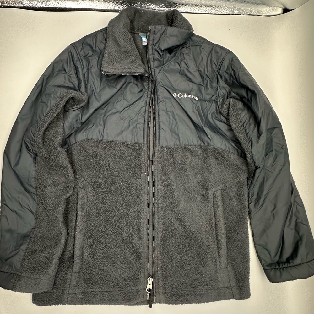 Columbia Boys Black Zip Up Fleece Jacket Coat